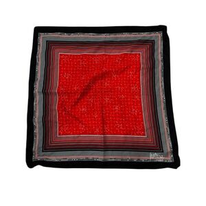 Vintage Patricia PARIS Silk Scarf Black Red Neckerchief Handbag Tie 25"X 25"